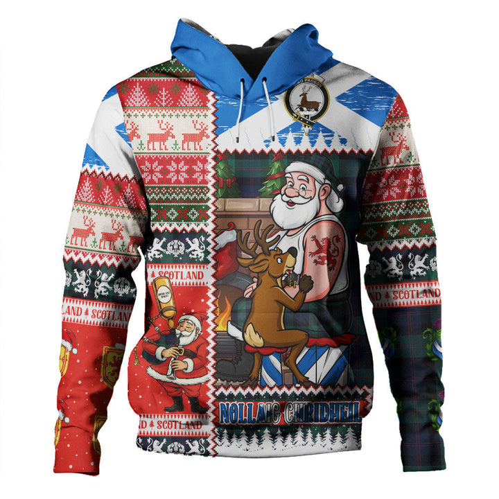 Blair Modern Clan Badge Tartan Hoodie Scottish Santa Tattoo Christmas Comic Patchwork Style