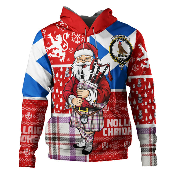 Boswell Dress Weathered Clan Badge Tartan Hoodie Scotland Christmas Santa