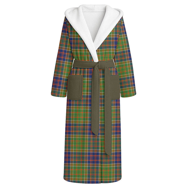 Bowie Modern Clan Badge Tartan Flannel Hooded Bathrobe