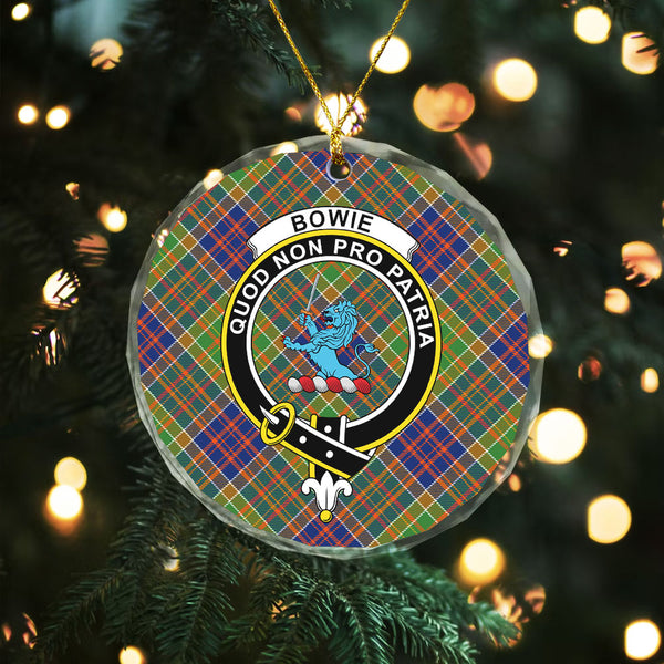 Bowie Modern Clan Badge Tartan Glass Ornament