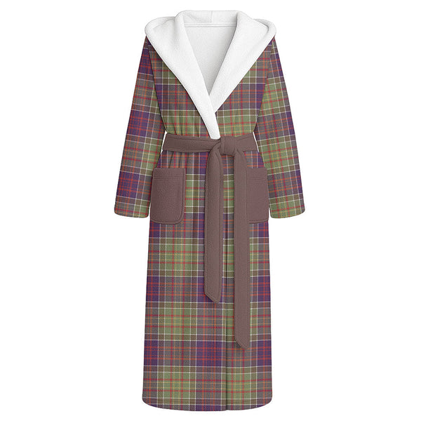 Bowie Weathered Clan Badge Tartan Flannel Hooded Bathrobe