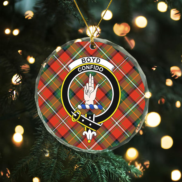 Boyd Ancient Clan Badge Tartan Glass Ornament