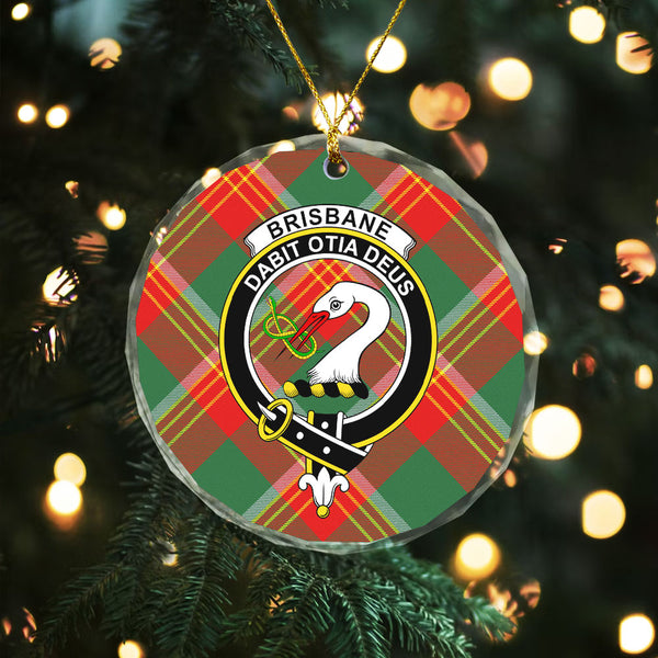 Brisbane Modern Clan Badge Tartan Glass Ornament