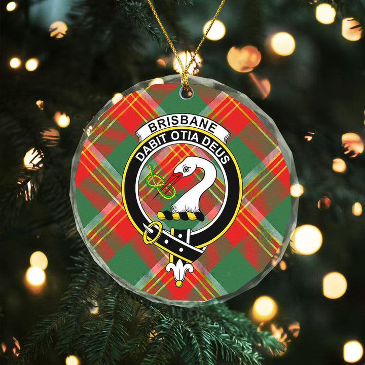 Brisbane Modern Clan Badge Tartan Glass Ornament