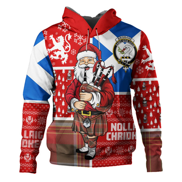 Brisbane Weathered Clan Badge Tartan Hoodie Scotland Christmas Santa