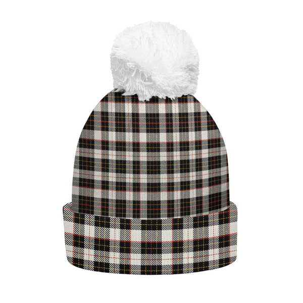 Brodie Black & White Clan Badge Tartan Bobble Beanie Hat
