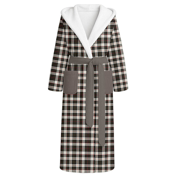 Brodie Black & White Clan Badge Tartan Flannel Hooded Bathrobe
