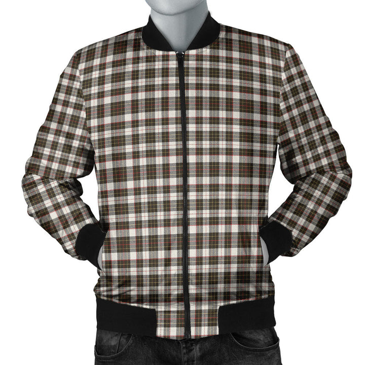 Brodie Black & White Weathered Clan Badge Tartan Bomber Jacket