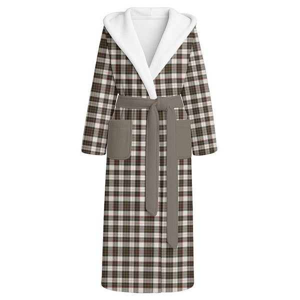 Brodie Black & White Weathered Clan Badge Tartan Flannel Hooded Bathrobe