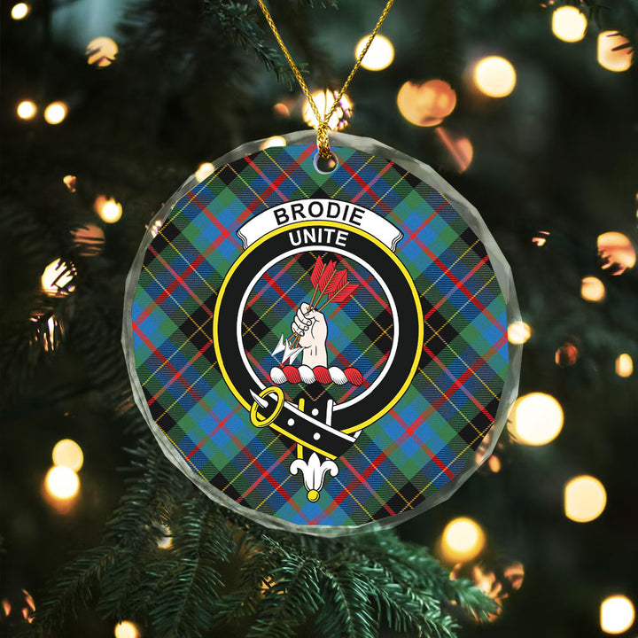 Brodie Hunting Modern Clan Badge Tartan Glass Ornament