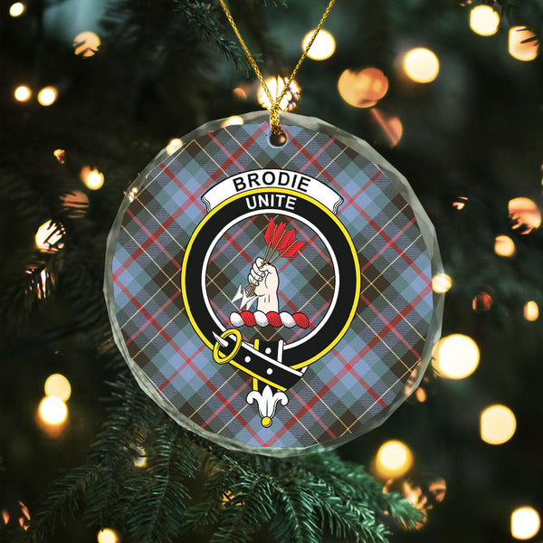 Brodie Hunting Weathered Clan Badge Tartan Glass Ornament