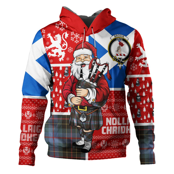 Brodie Hunting Weathered Clan Badge Tartan Hoodie Scotland Christmas Santa