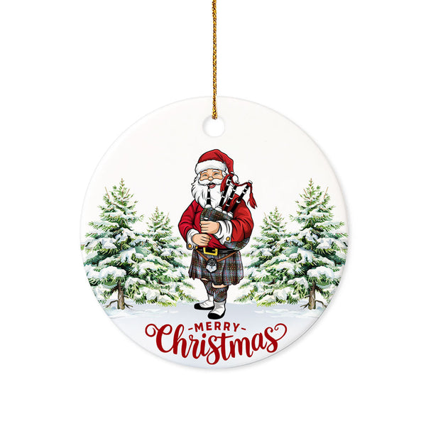 Brodie Hunting Weathered Tartan Ceramic Ornament Santa