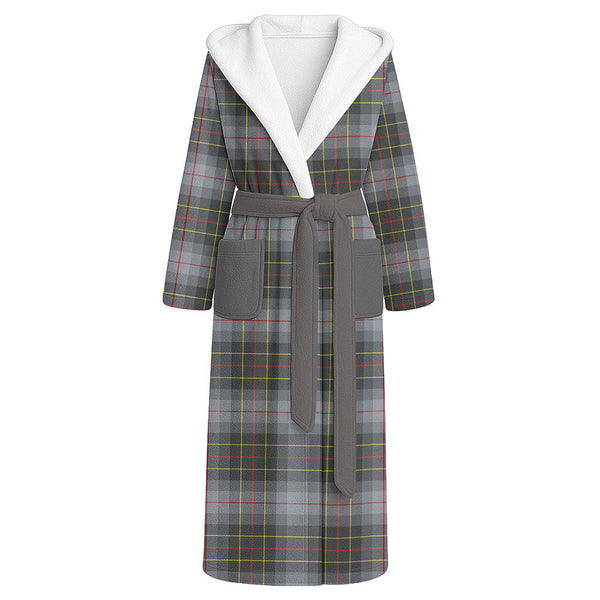 Brodie Silver (Brodie Muted) Modern Clan Badge Tartan Flannel Hooded Bathrobe