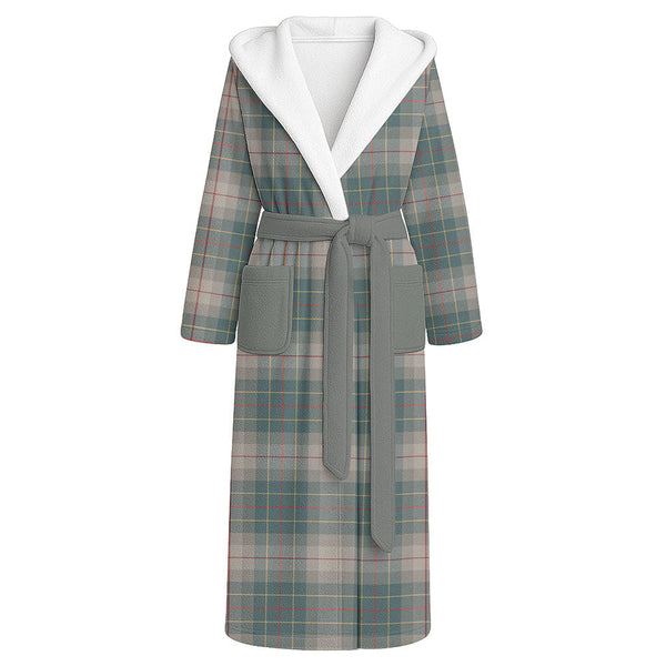 Brodie Silver (Brodie Muted) Weathered Clan Badge Tartan Flannel Hooded Bathrobe