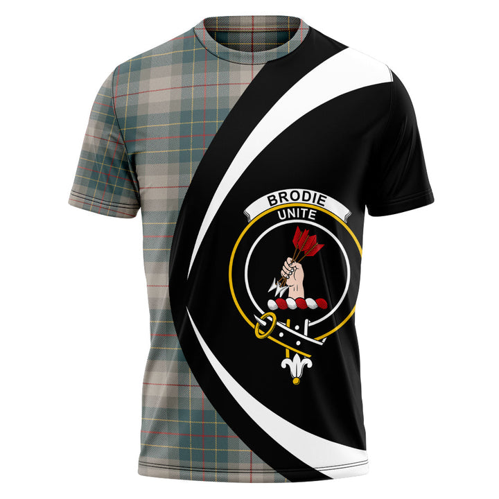 Brodie Silver (Brodie Muted) Weathered Clan Badge Tartan T-Shirt Circle Style Personalized