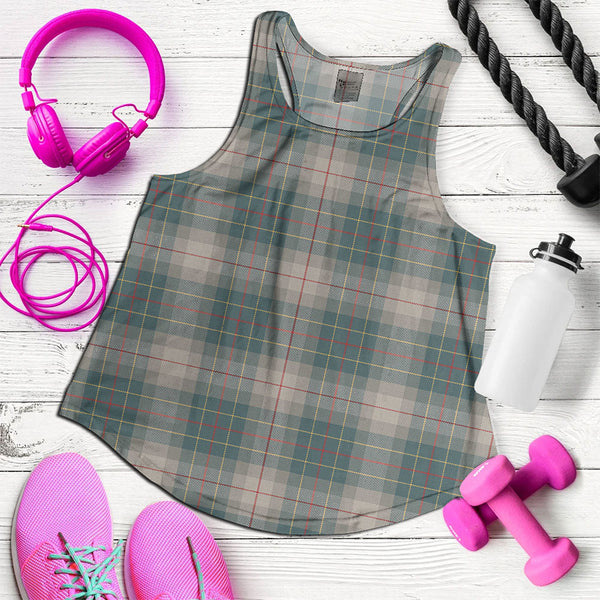 Brodie Silver (Brodie Muted) Weathered Clan Badge Tartan Women Racerback Tank Top