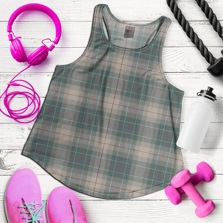 Brodie Silver (Brodie Muted) Weathered Clan Badge Tartan Women Racerback Tank Top