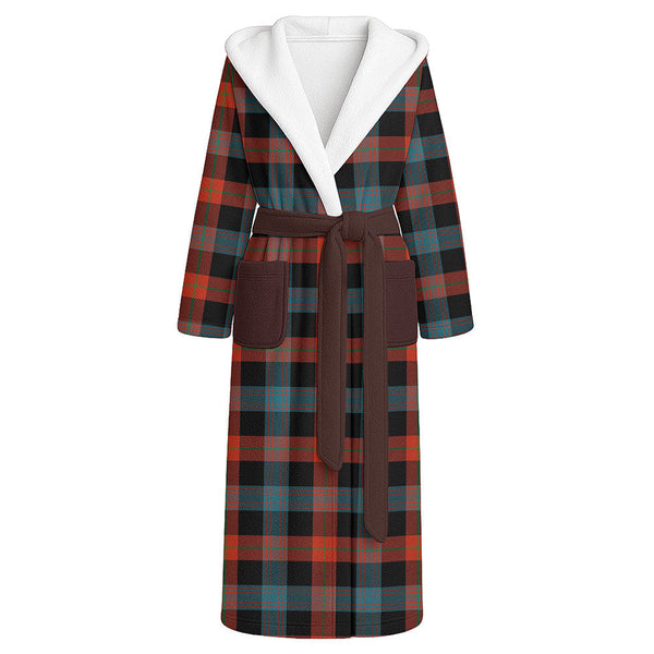 Brown (Broun) Ancient Clan Badge Tartan Flannel Hooded Bathrobe