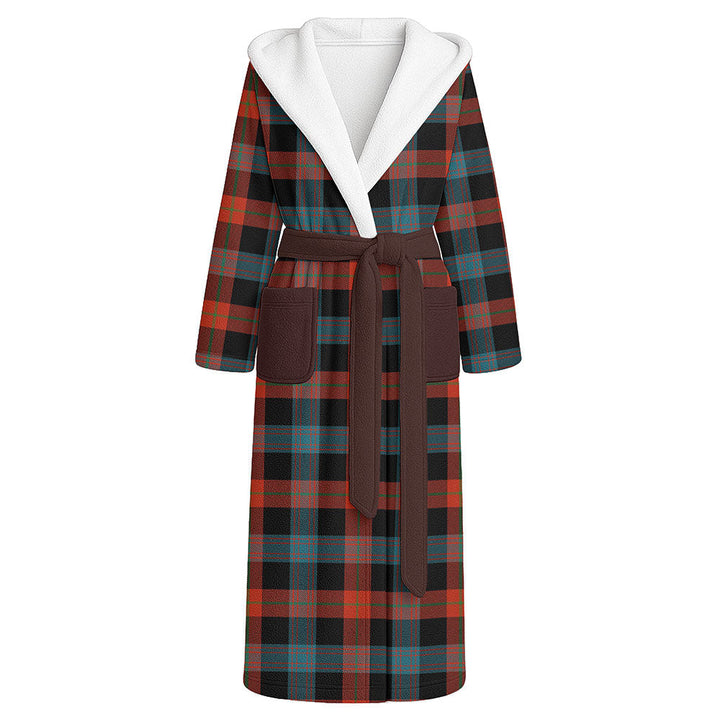Brown (Broun) Ancient Clan Badge Tartan Flannel Hooded Bathrobe