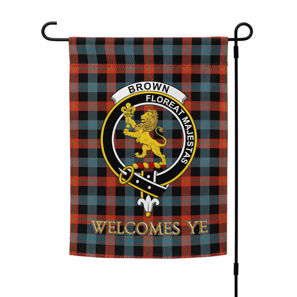 Brown (Broun) Ancient Clan Badge Tartan Garden Flag
