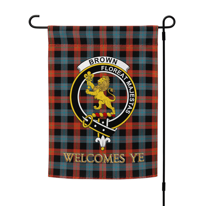 Brown (Broun) Ancient Clan Badge Tartan Garden Flag