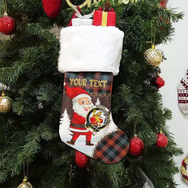Brown (Broun) Ancient Clan Badge Tartan Christmas Stocking Holiday Blessings Merry Christmas Joy