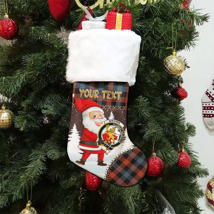 Brown (Broun) Ancient Clan Badge Tartan Christmas Stocking Holiday Blessings Merry Christmas Joy