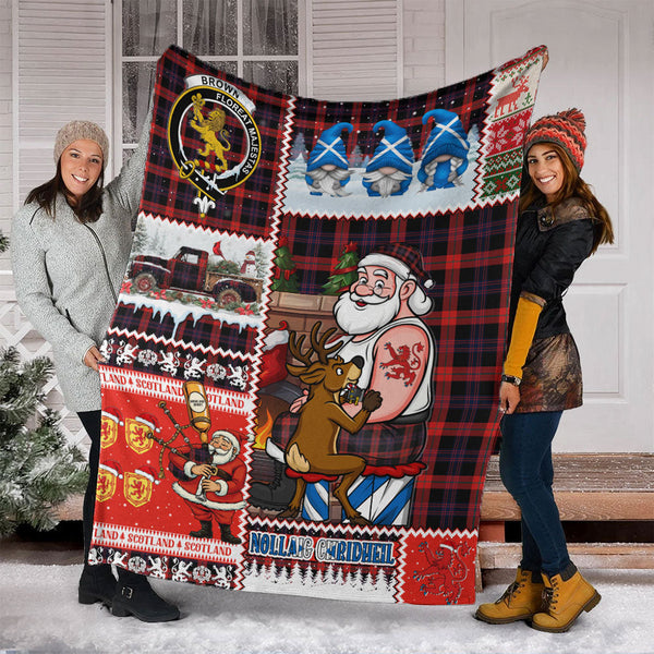 Brown (Broun) Modern Clan Badge Tartan Blanket Scotland Santa Tattoo Christmas Comic Patchwork Style