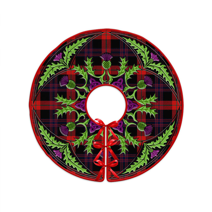 Brown (Broun) Modern Clan Badge Tartan Christmas Tree Skirt Scottish Thistle Design