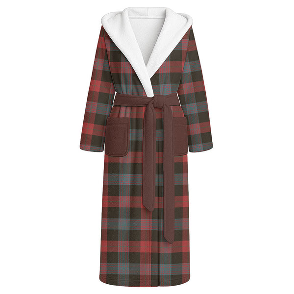 Brown (Broun) Weathered Clan Badge Tartan Flannel Hooded Bathrobe