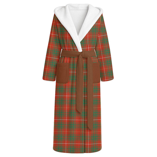 Bruce Ancient Clan Badge Tartan Flannel Hooded Bathrobe
