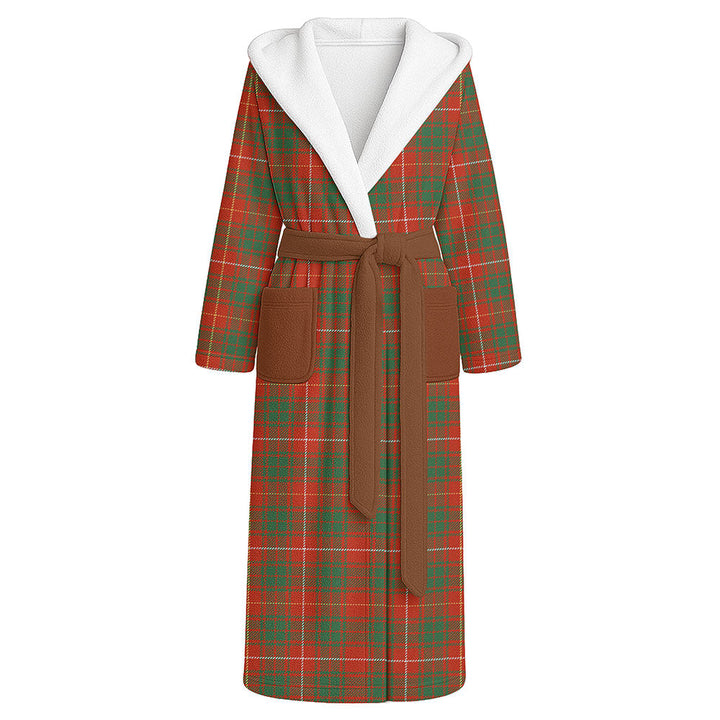 Bruce Ancient Clan Badge Tartan Flannel Hooded Bathrobe