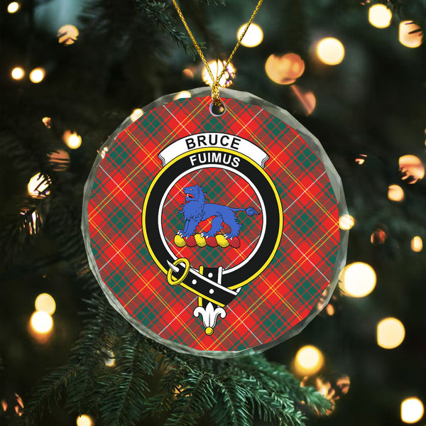 Bruce Modern Clan Badge Tartan Glass Ornament