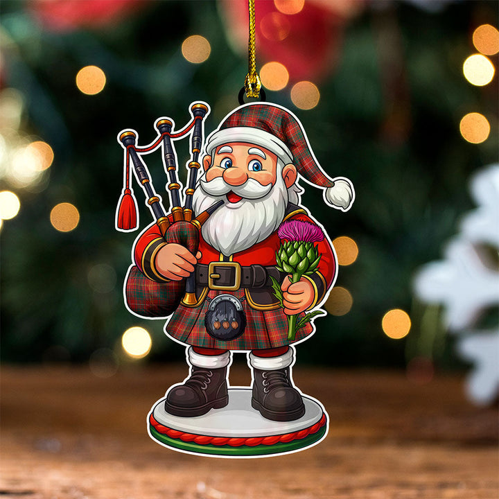 Bruce Modern Clan Badge Tartan Wood Acrylic Ornament Scottish Santa Claus Bagpipe