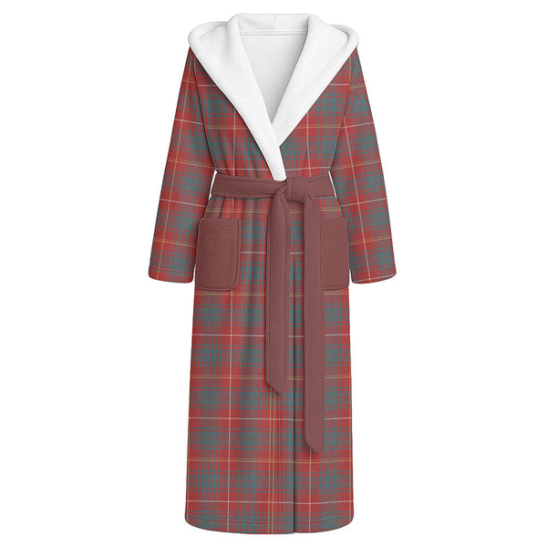 Bruce Weathered Clan Badge Tartan Flannel Hooded Bathrobe