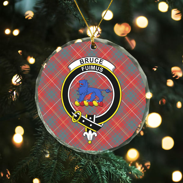 Bruce Weathered Clan Badge Tartan Glass Ornament