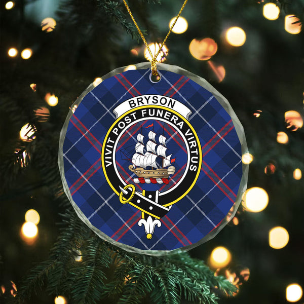 Bryson Modern Clan Badge Tartan Glass Ornament