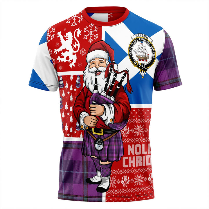 Bryson Weathered Clan Badge Tartan T-Shirt Scotland Christmas Santa