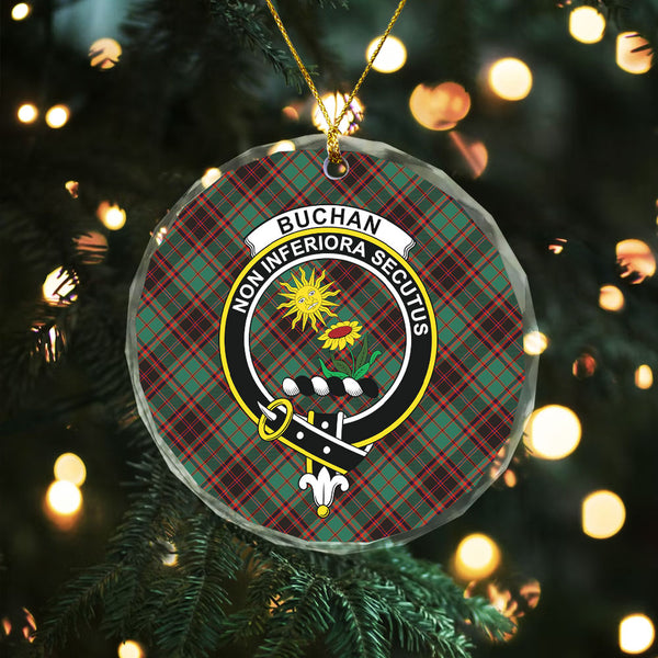 Buchan Ancient Clan Badge Tartan Glass Ornament