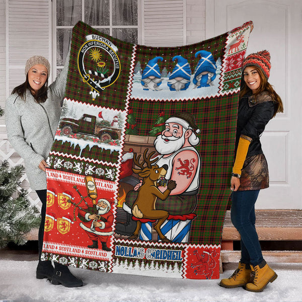 Buchan Modern Clan Badge Tartan Blanket Scotland Santa Tattoo Christmas Comic Patchwork Style