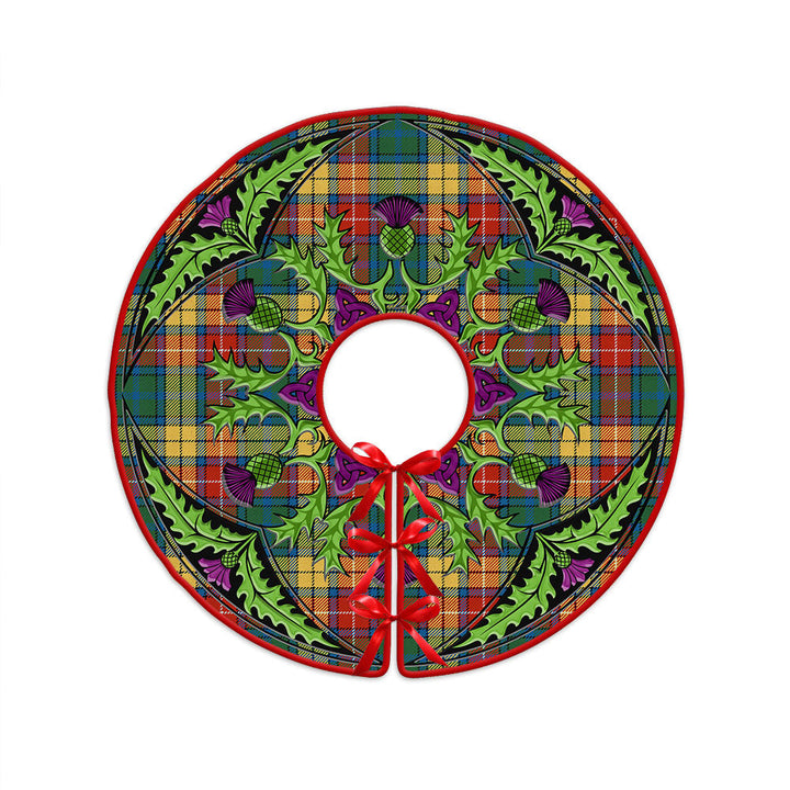 Buchanan Ancient Clan Badge Tartan Christmas Tree Skirt Scottish Thistle Design