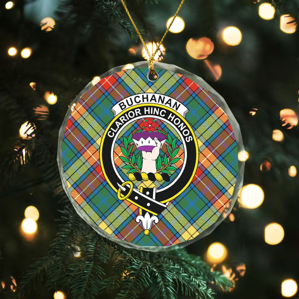 Buchanan Ancient Clan Badge Tartan Glass Ornament