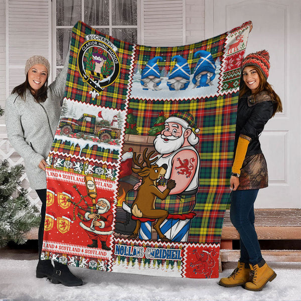 Buchanan Modern Clan Badge Tartan Blanket Scotland Santa Tattoo Christmas Comic Patchwork Style