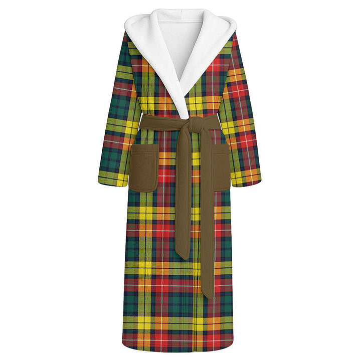 Buchanan Modern Clan Badge Tartan Flannel Hooded Bathrobe