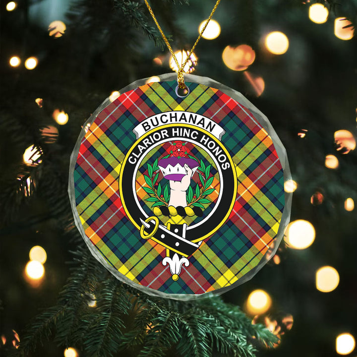 Buchanan Modern Clan Badge Tartan Glass Ornament