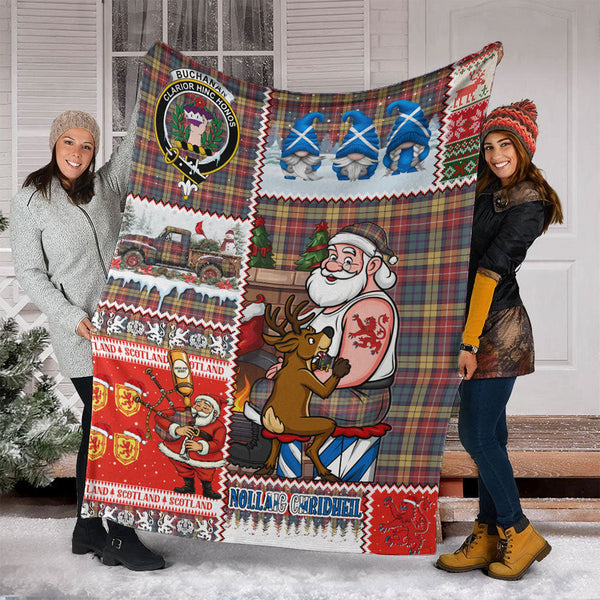 Buchanan Weathered Clan Badge Tartan Blanket Scotland Santa Tattoo Christmas Comic Patchwork Style