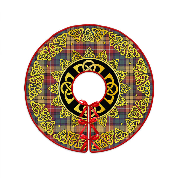 Buchanan Weathered Clan Badge Tartan Christmas Tree Skirt Golden Celtic Heritage