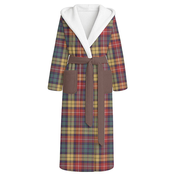 Buchanan Weathered Clan Badge Tartan Flannel Hooded Bathrobe