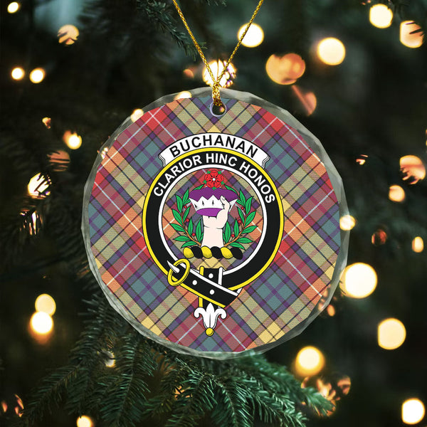 Buchanan Weathered Clan Badge Tartan Glass Ornament